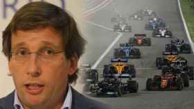 Jose Luis Martínez Almeida y la salida de un Gran Premio de Fórmula 1, en un fotomontaje