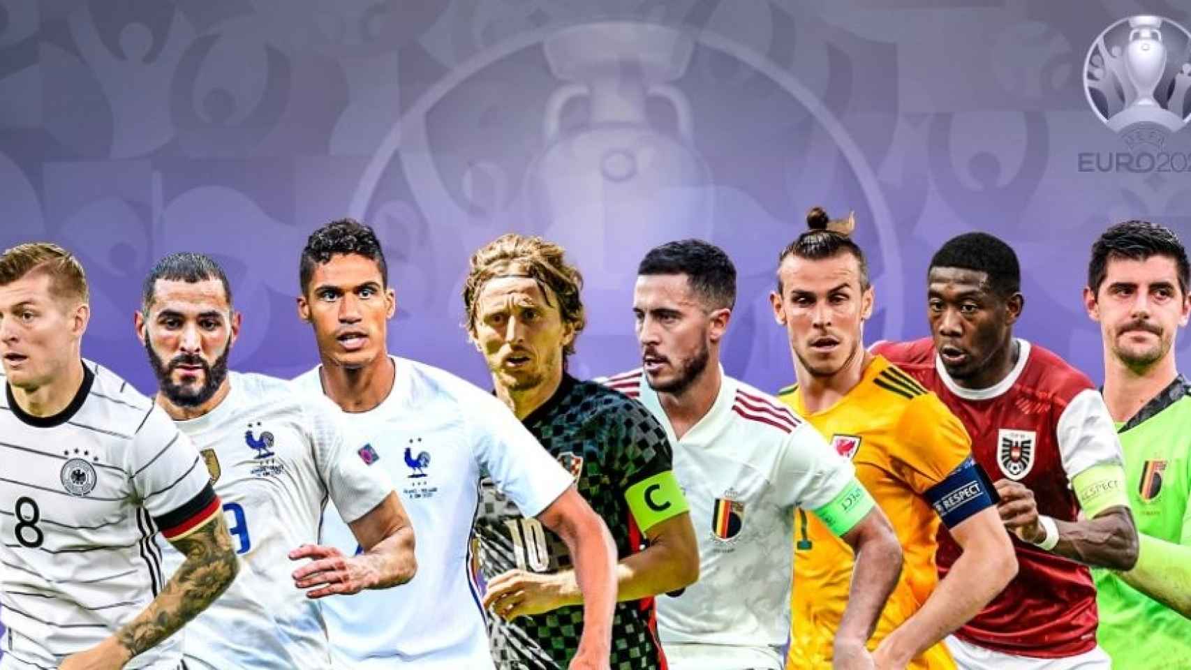 Toni Kroos, Karim Benzema, Raphael Varane, Luka Modric, Eden Hazard, Gareth Bale, David Alaba y Thibaut Courtois