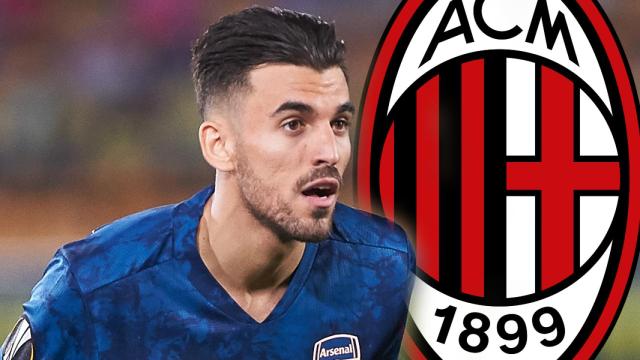 Dani Ceballos y el escudo del AC Milan, en un fotomontaje