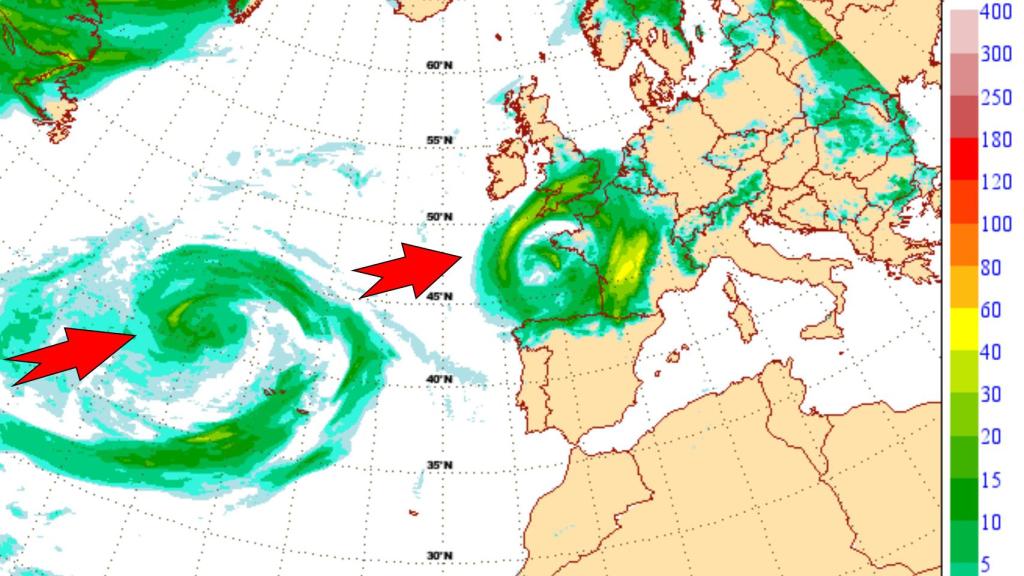 Masas de aire frío afectando a España. AEMET/SINOBAS.