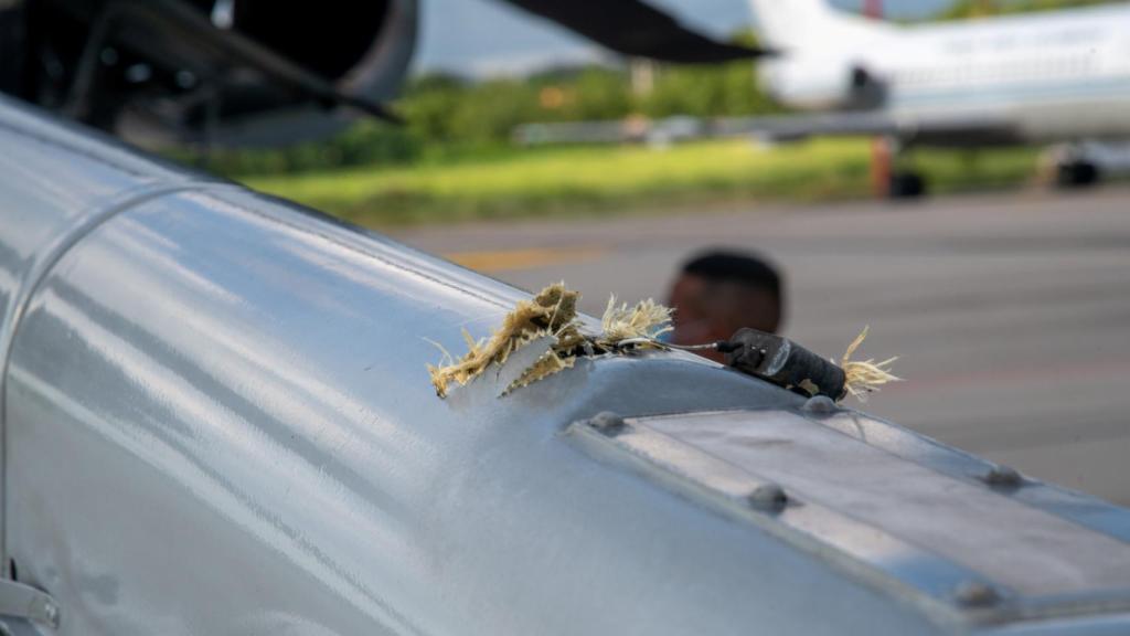 Impactos en el helicóptero de Duque.