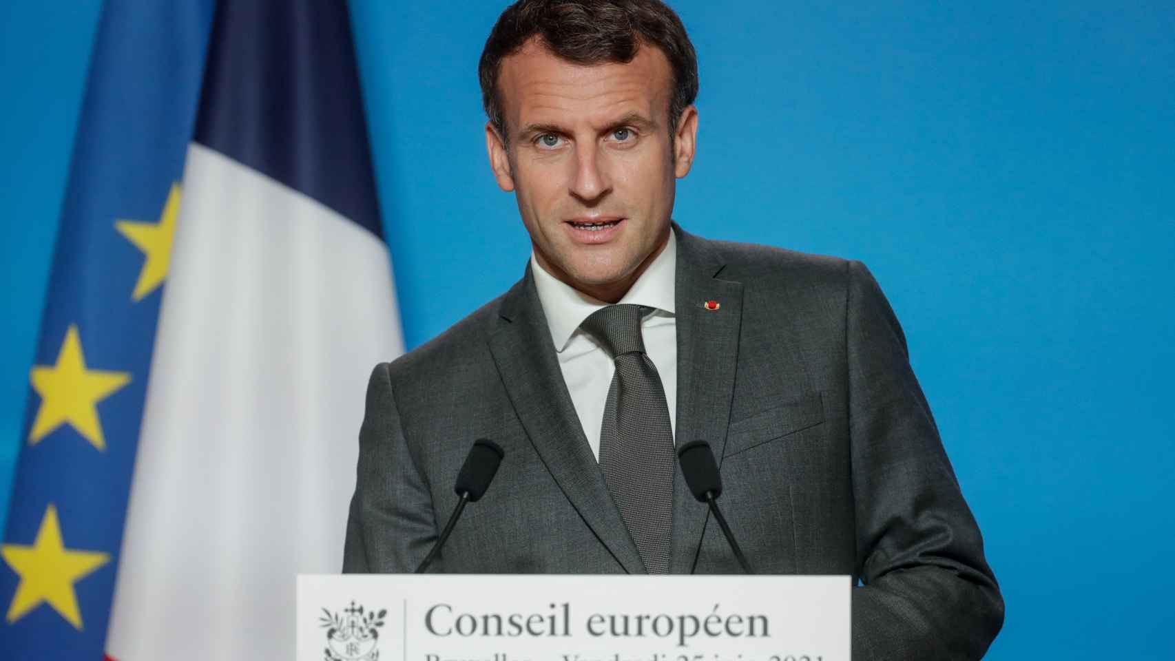 El presidente de Francia, Emmanuel Macron, en la cumbre europea.