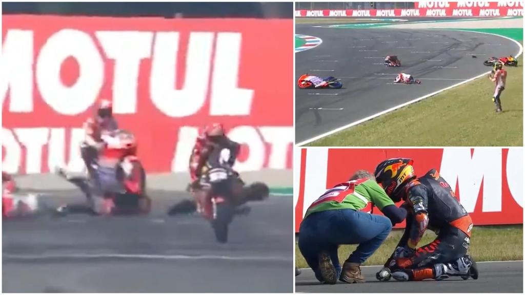 Brutal susto en Moto3: Rossi pasa por encima a Pedro Acosta