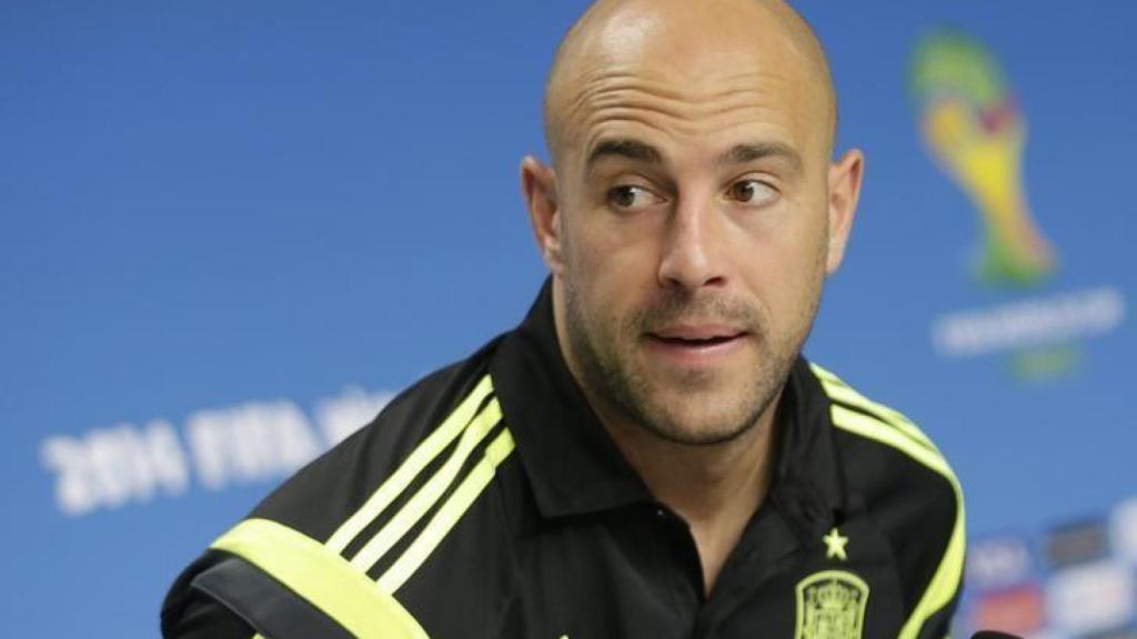 Pepe Reina durante una rueda de prensa con la Selección