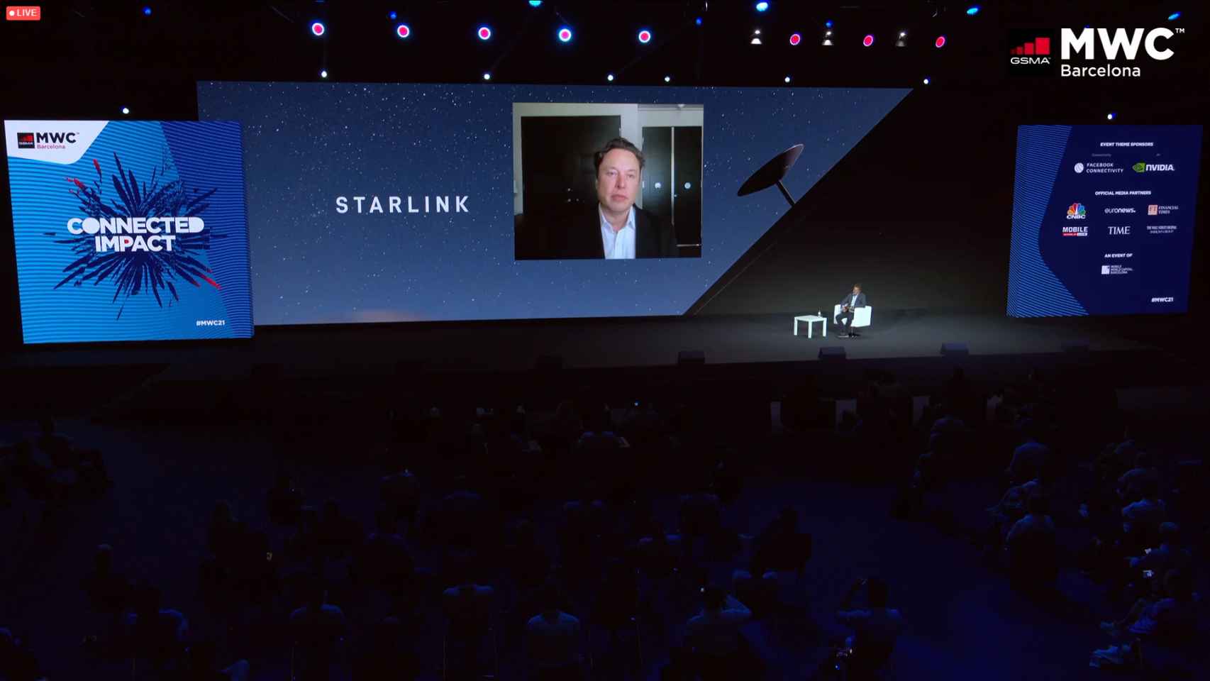 Elon Musk, conectado por videoconferencia al MWC 2021