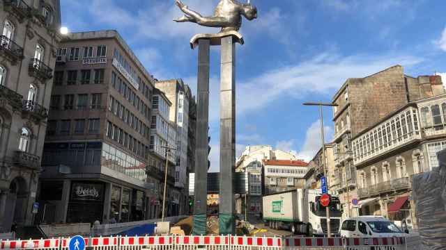 Imagen de las obras en la Puerta de Sol de Vigo.