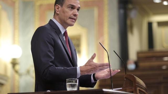 El presidente del Gobierno, Pedro Sánchez, durante la sesión de control al Gobierno en el Congreso de los Diputados.