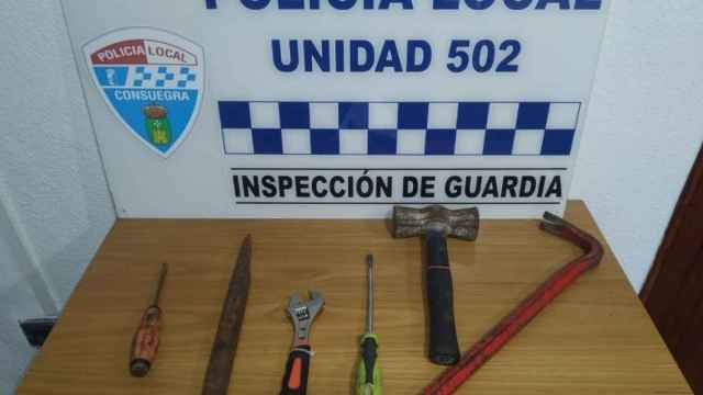 Herramientas confiscadas por la Policía Local de Consuegra.