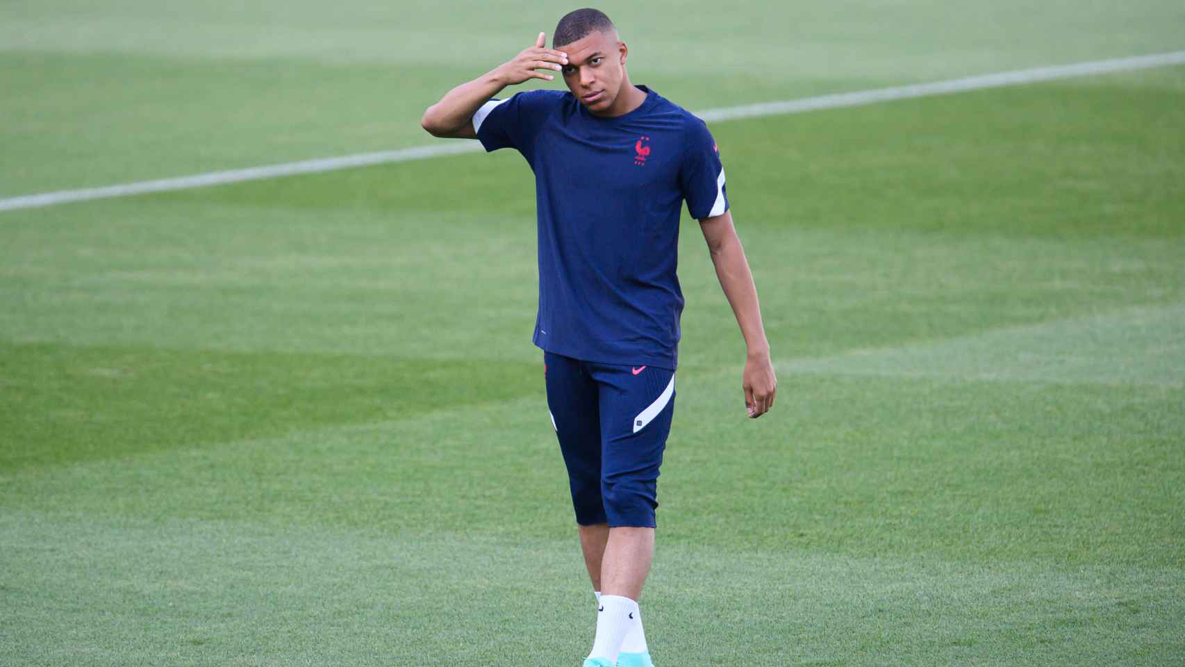 Kylian Mbappé, durante un entrenamiento con Francia