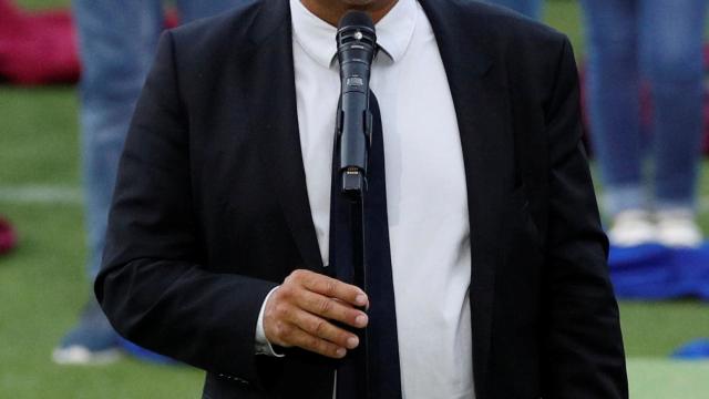 Joan Laporta, durante la presentación de la camiseta del Barça