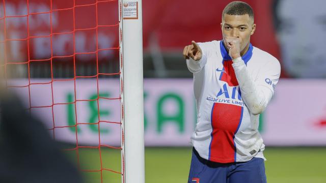 Kylian Mbappé, celebrando un gol con el PSG