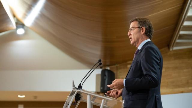 El presidente de la Xunta, Alberto Núñez Feijóo, en la rueda de prensa posterior al Consello da Xunta.