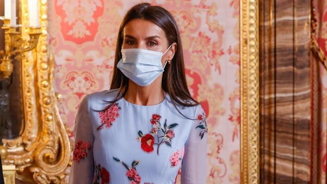 Letizia, en el Palacio Real minutos antes del almuerzo en honor a António Guterres, secretario general de las Naciones Unidas.