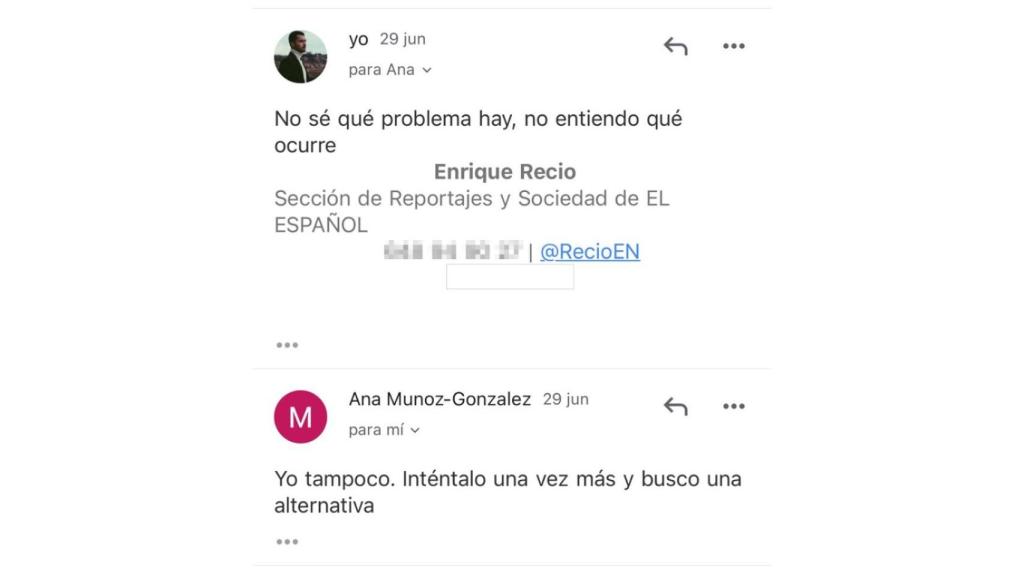 Intercambiando mails con la entrevistada.