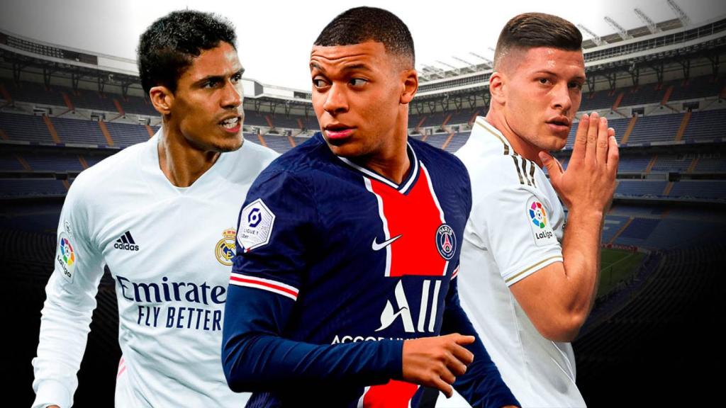 Varane, Mbappé y Jovic, en un collage