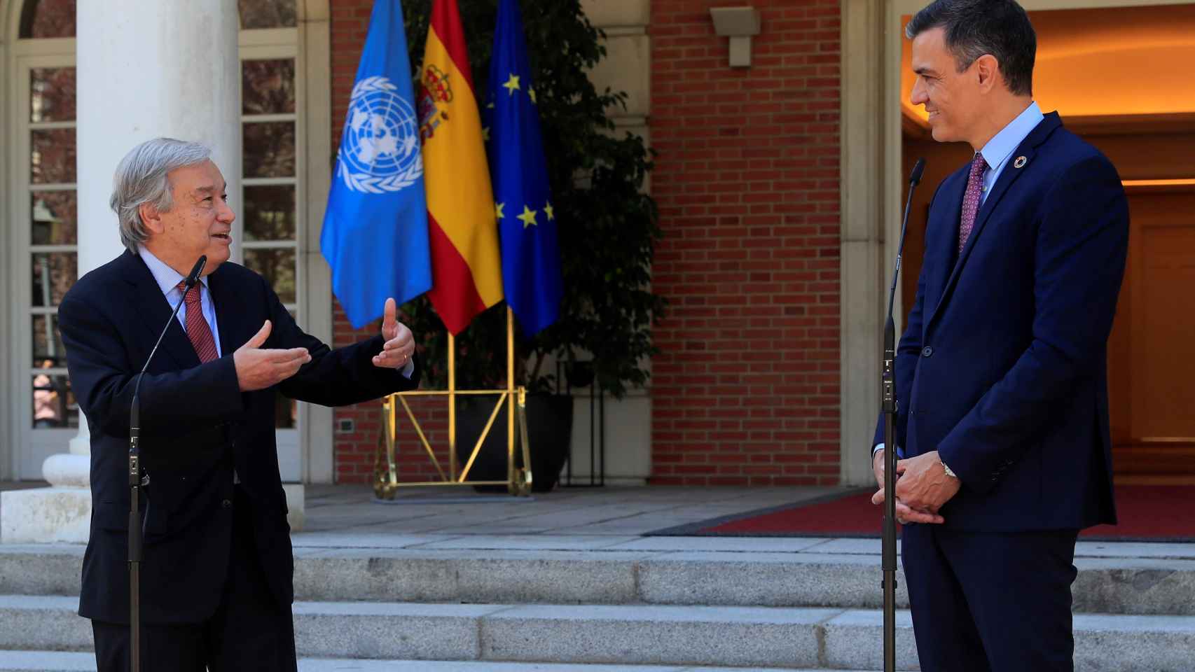 Pedro Sánchez y Antonio Guterres, secretario general de la ONU