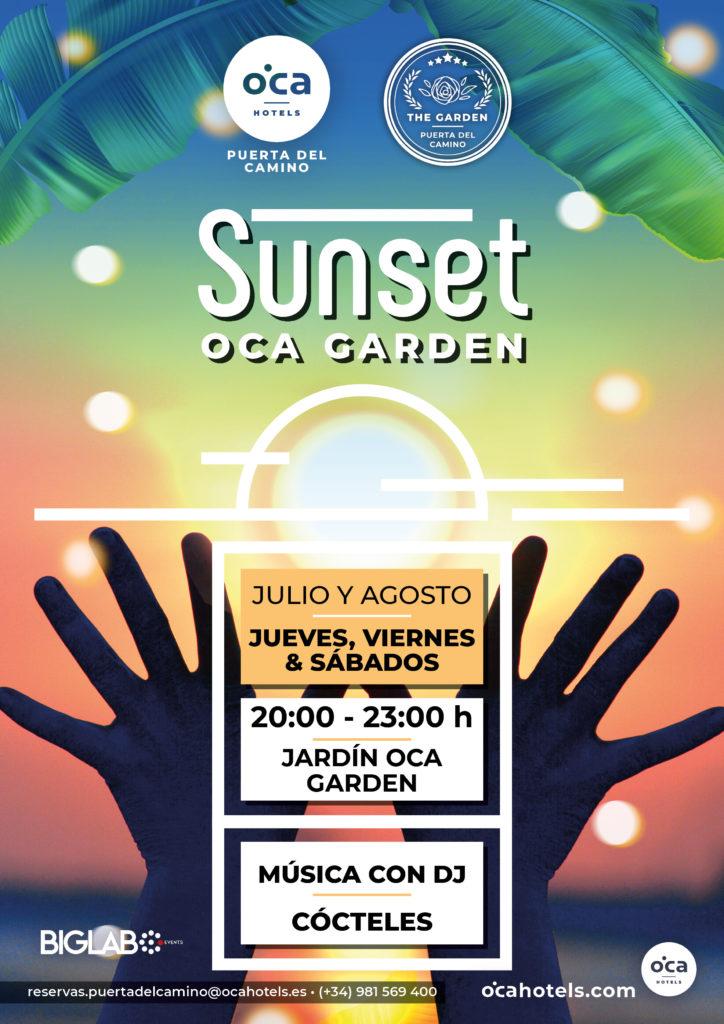Cartel del Sunset en el Hotel Oca Puerta del Camino.