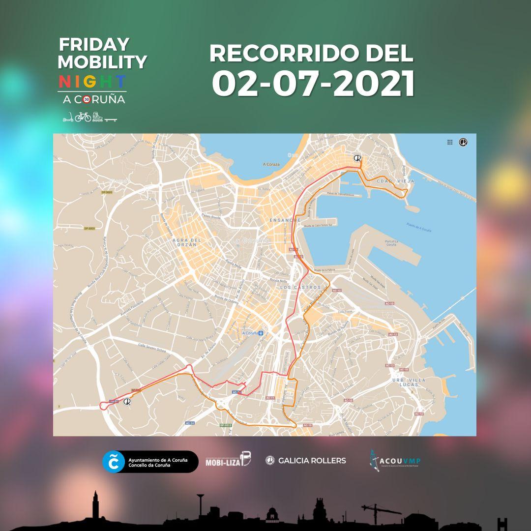 Recorrido del último Friday Mobility Night (Concello da Coruña).