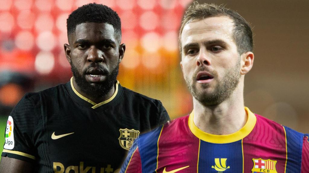 Samuel Umtiti y Miralem Pjanic, en un fotomontaje