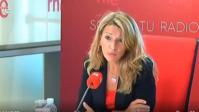 La ministra de Trabajo y Economía Social, Yolanda Díaz, este lunes en RNE.