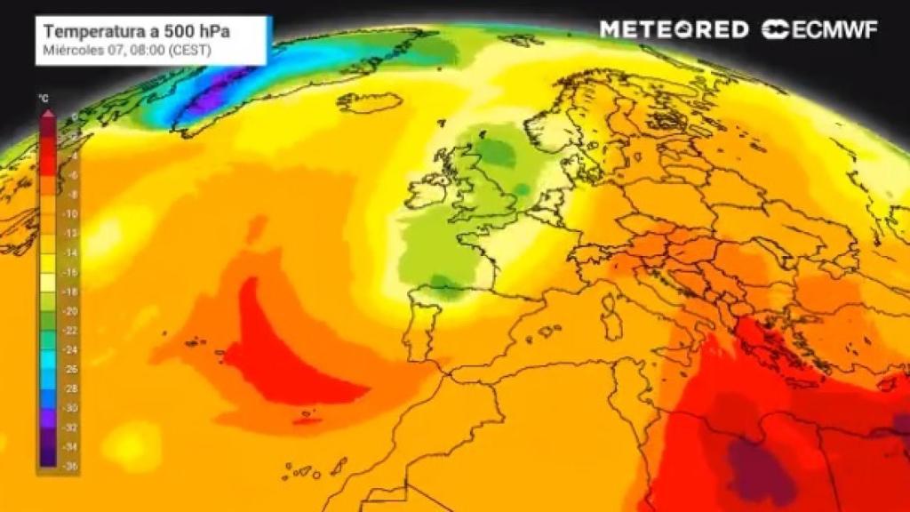 Mapa de la variación de temperaturas.