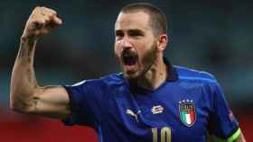 Leonardo Bonucci celebra un gol con la selección de Italia en la Eurocopa 2020
