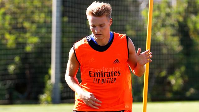 Martin Odegaard, en un entrenamiento del Real Madrid