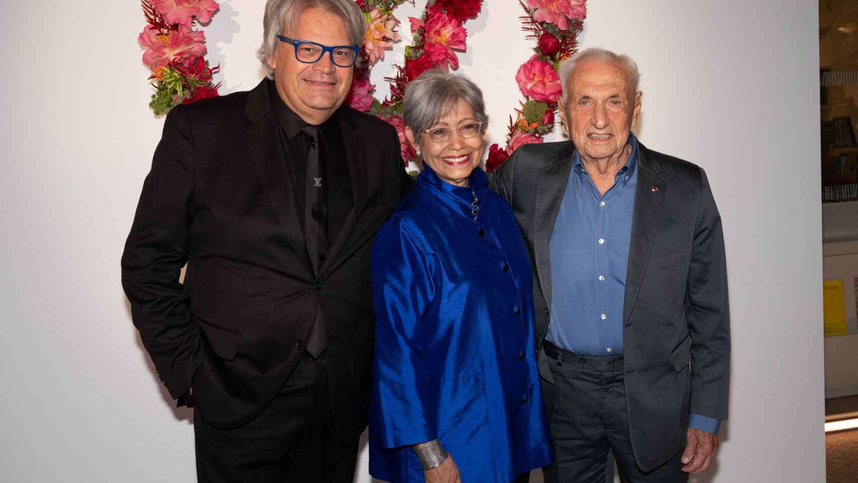 Frank Gehry y su mujer, Isabel Aguilera, durante la presentación del perfume de Louis Vuitton.