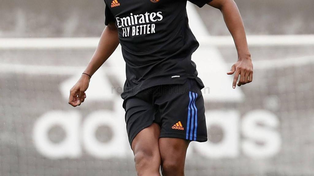 Rodrygo, en el entrenamiento del Real Madrid