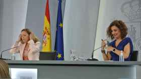 Nadia Calviño y María Jesús Montero en la rueda de prensa en la que se presentó la Ley de Startups