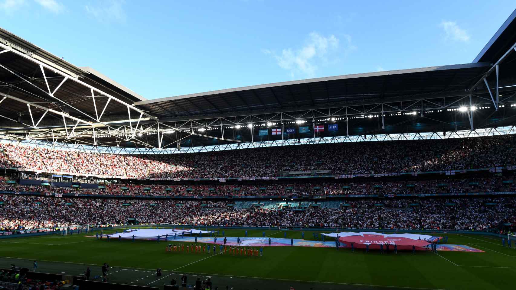 El estadio de Wembley antes del Inglaterra - Dinamarca de semifinales de la Eurocopa