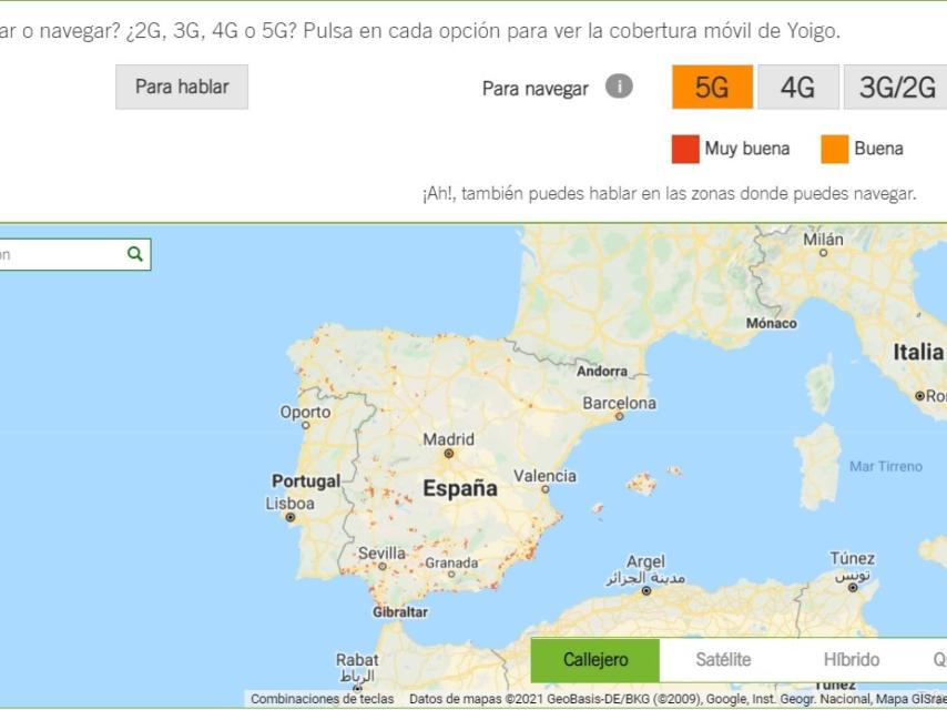 Yoigo mapa 5G