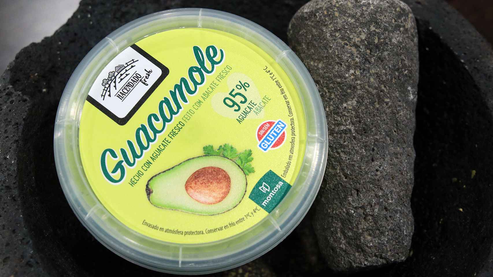 El bote de 200 gramos de guacamole de Hacendado, la marca blanca de Mercadona.