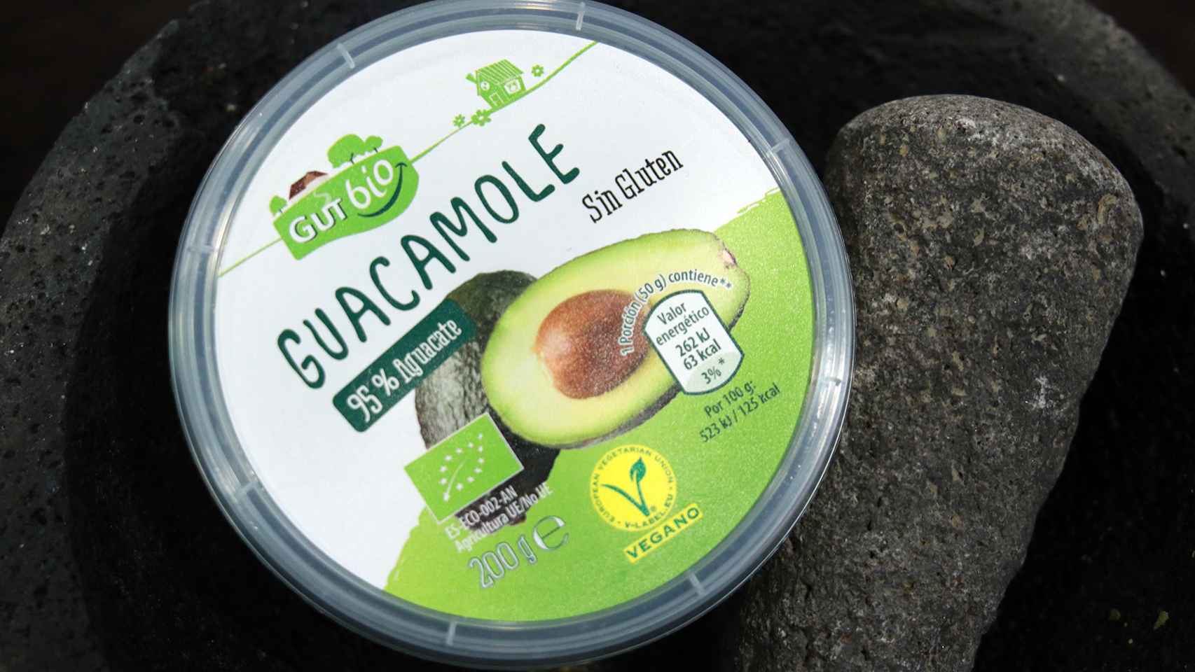 El bote de 250 gramos de guacamole de GutBio, la gama de productos ecológicos de Aldi.