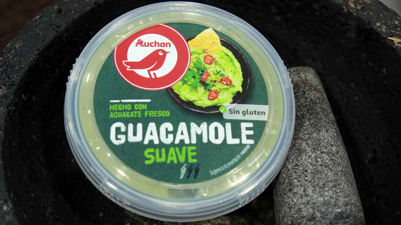 El bote de 200 gramos de guacamole de Auchan, la marca blanca de Alcampo.
