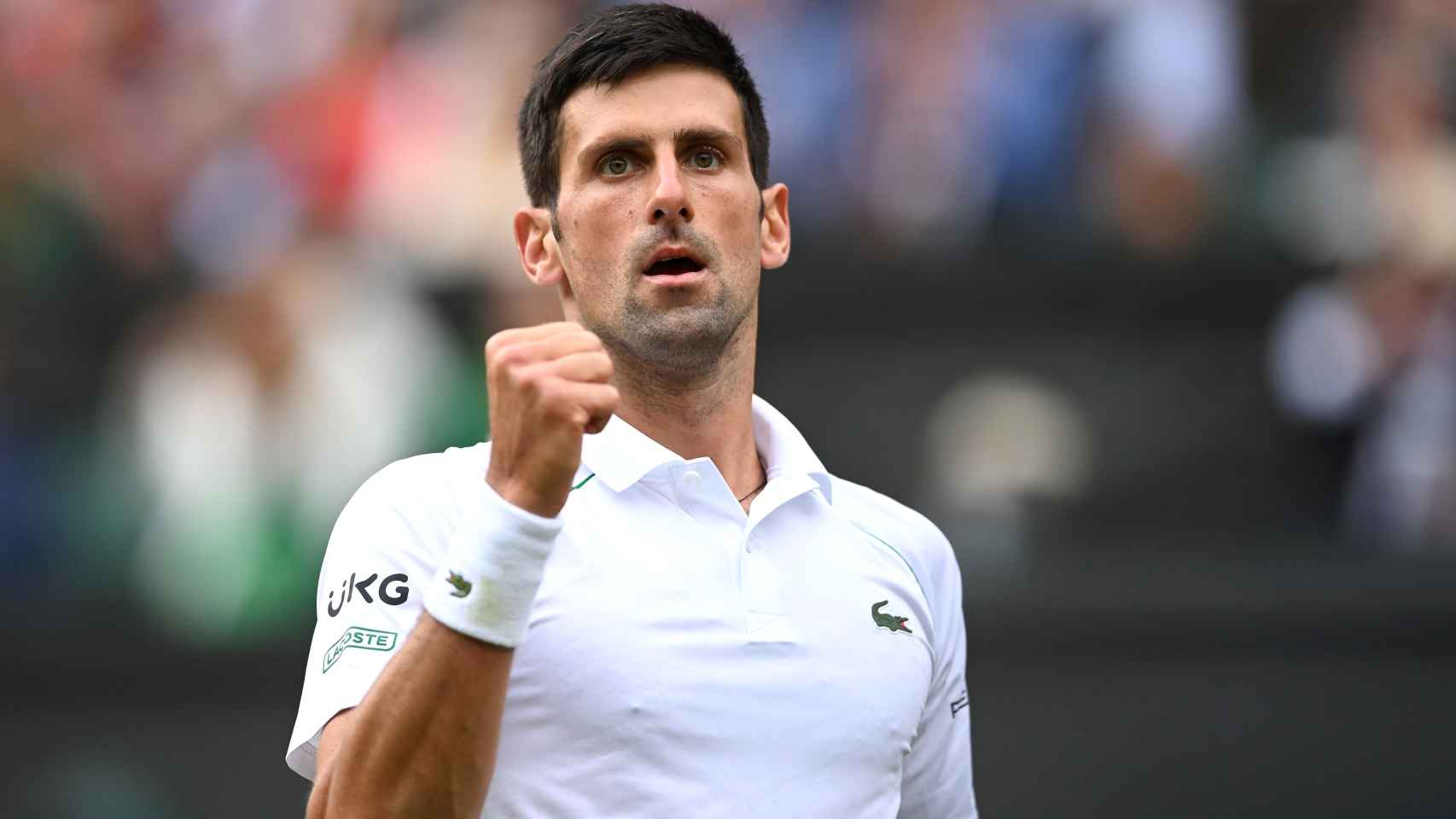 Djokovic celebrando un punto en Wimbledon