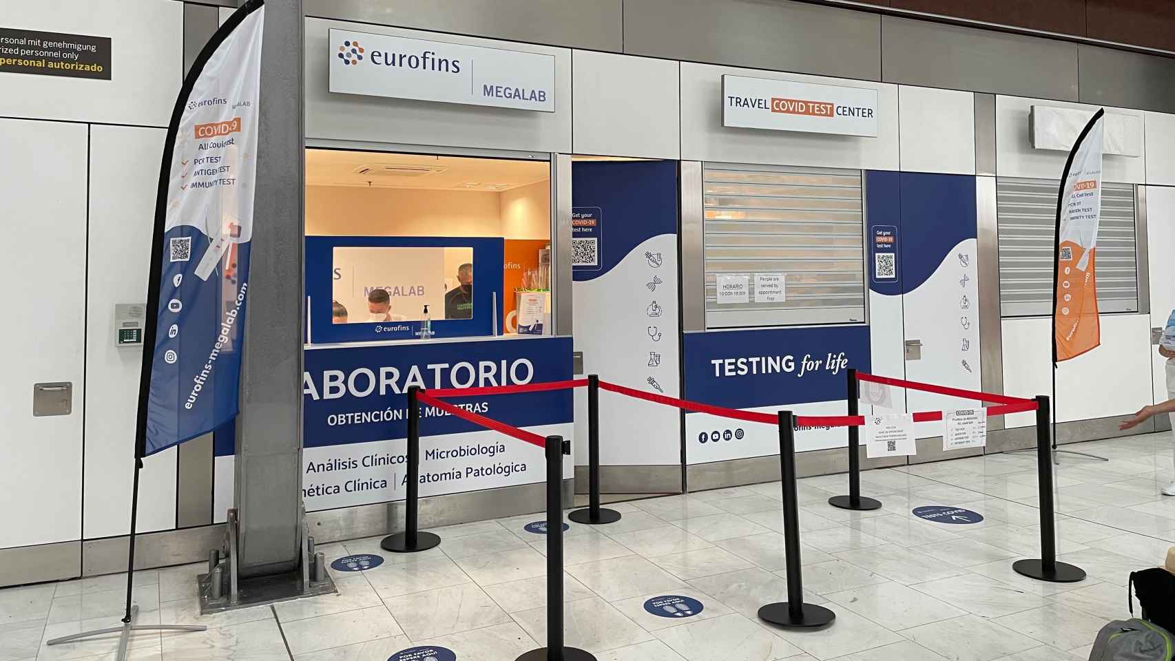Un laboratorio de Eurofins Megalab, en un aeropuerto.