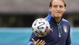 Roberto Mancini, en el entrenamiento de la selección de Italia previo a la final de la Eurocopa 2020