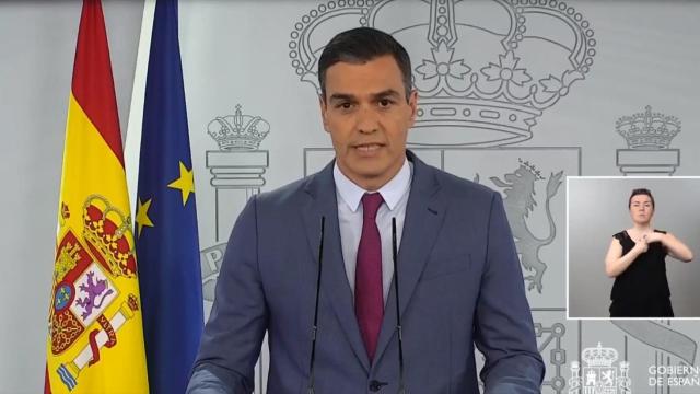 Pedro Sánchez, durante su comparecencia.