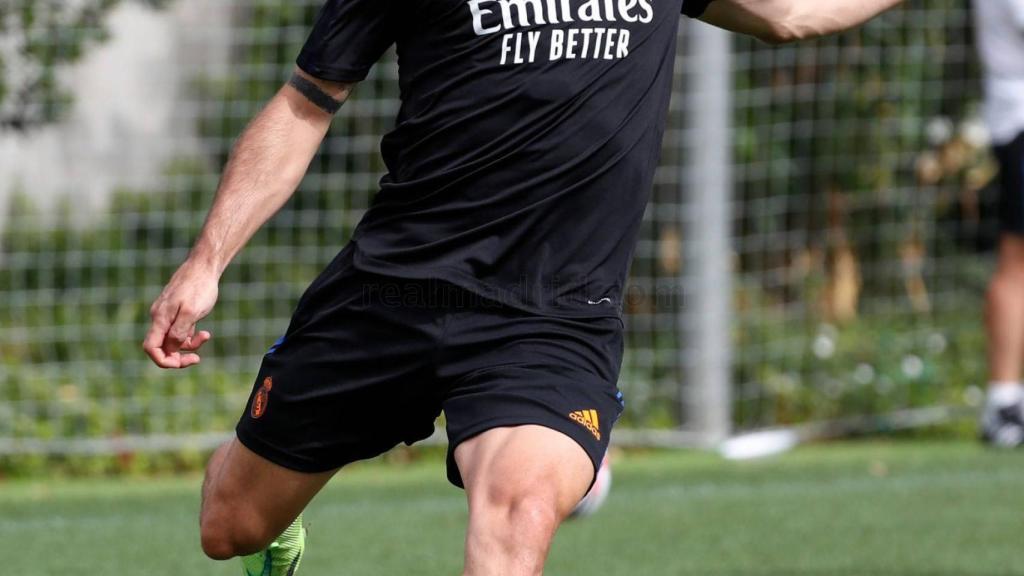 Dani Carvajal durante el entrenamiento del Real Madrid