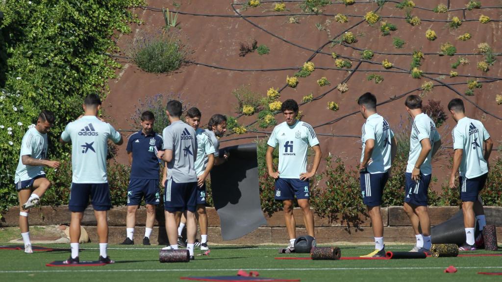 Jesús Vallejo, durante un entrenamiento de la selección olímpica