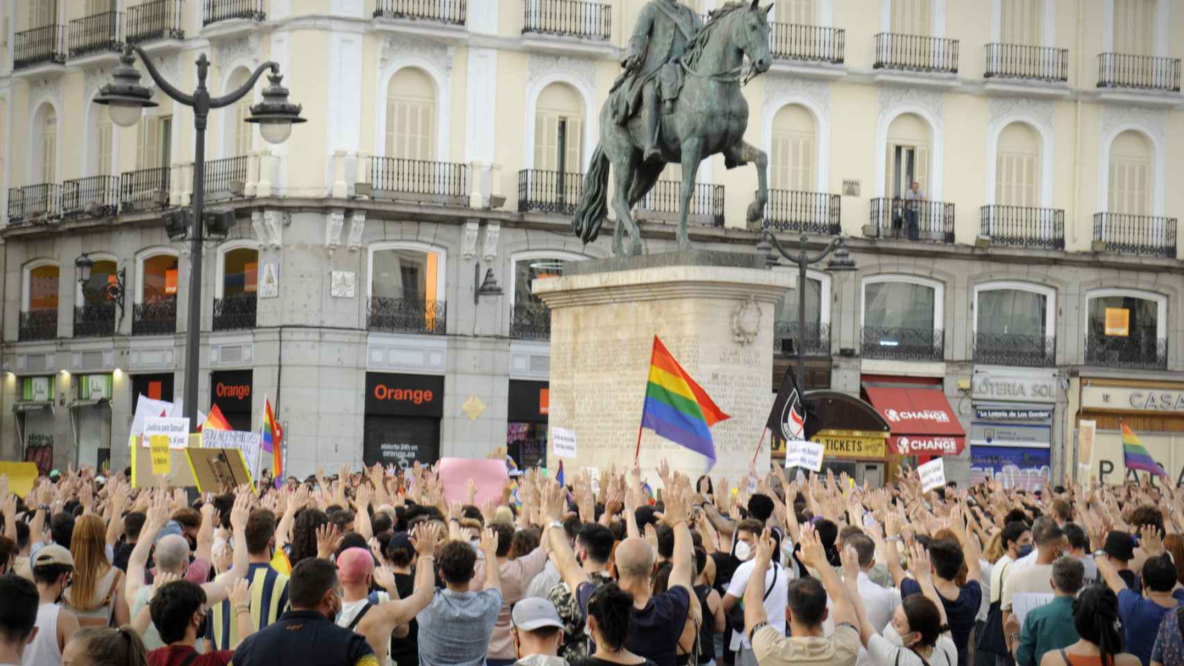 Los manifestantes, este domingo en Madrid.