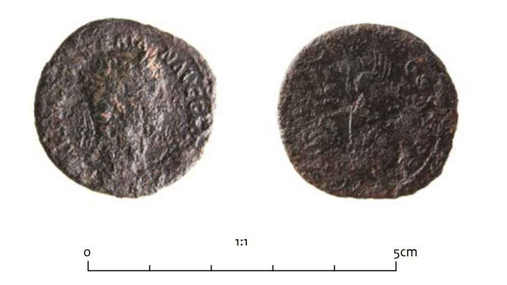 Moneda de la época trajana con la efigie de la diosa Victoria