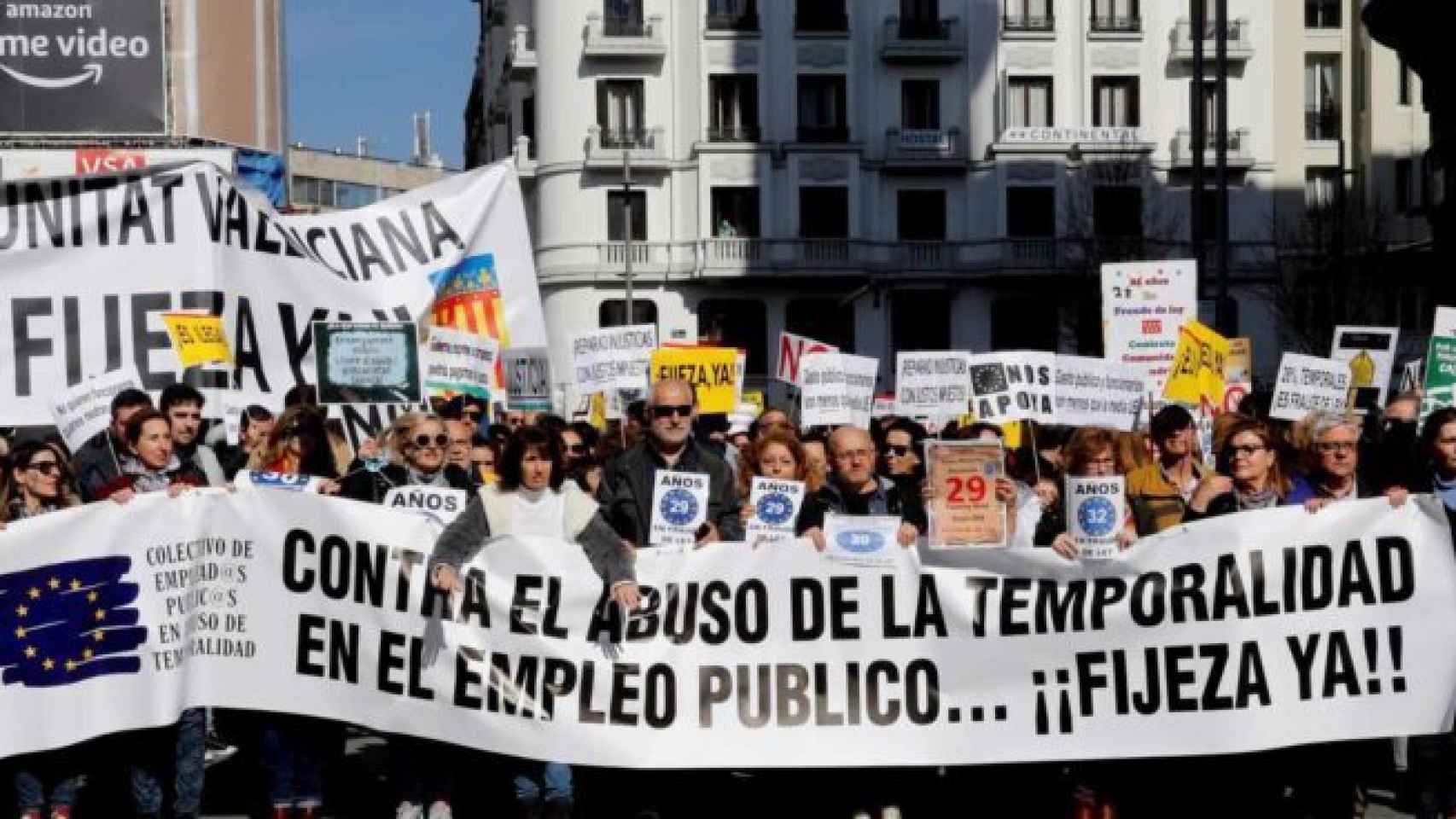Una manifestación de trabajadores interinos en Madrid.