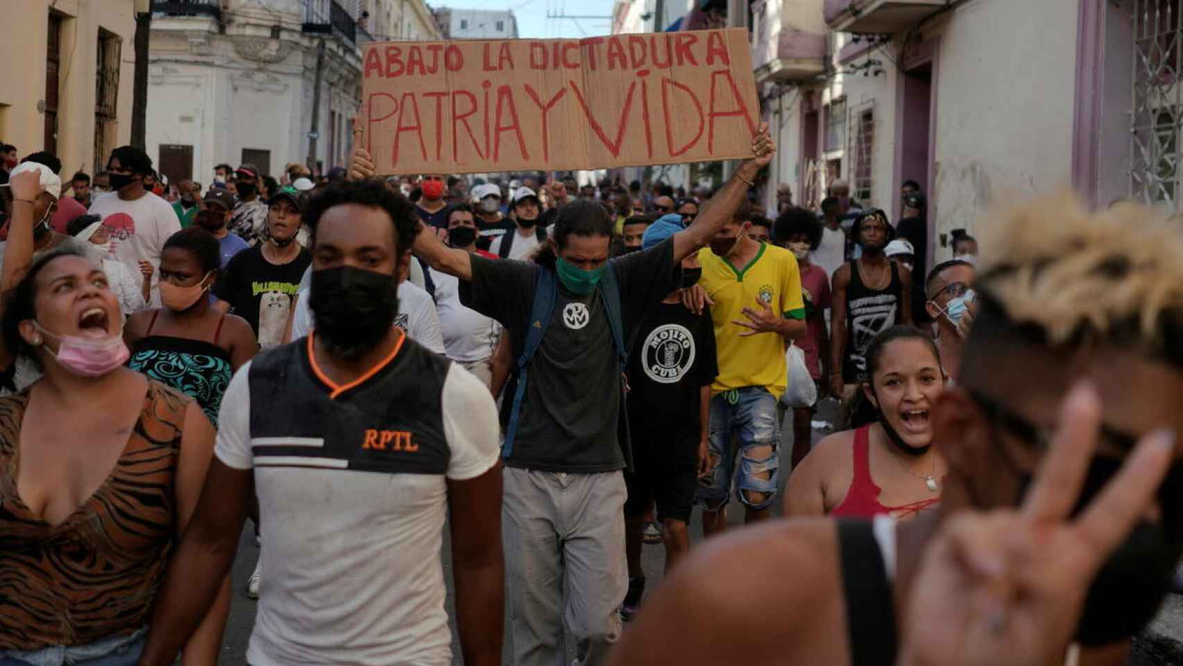 Manifestación de protesta en La Habana contra la dictadura de partido único comunista, el 11 de julio de 2021.