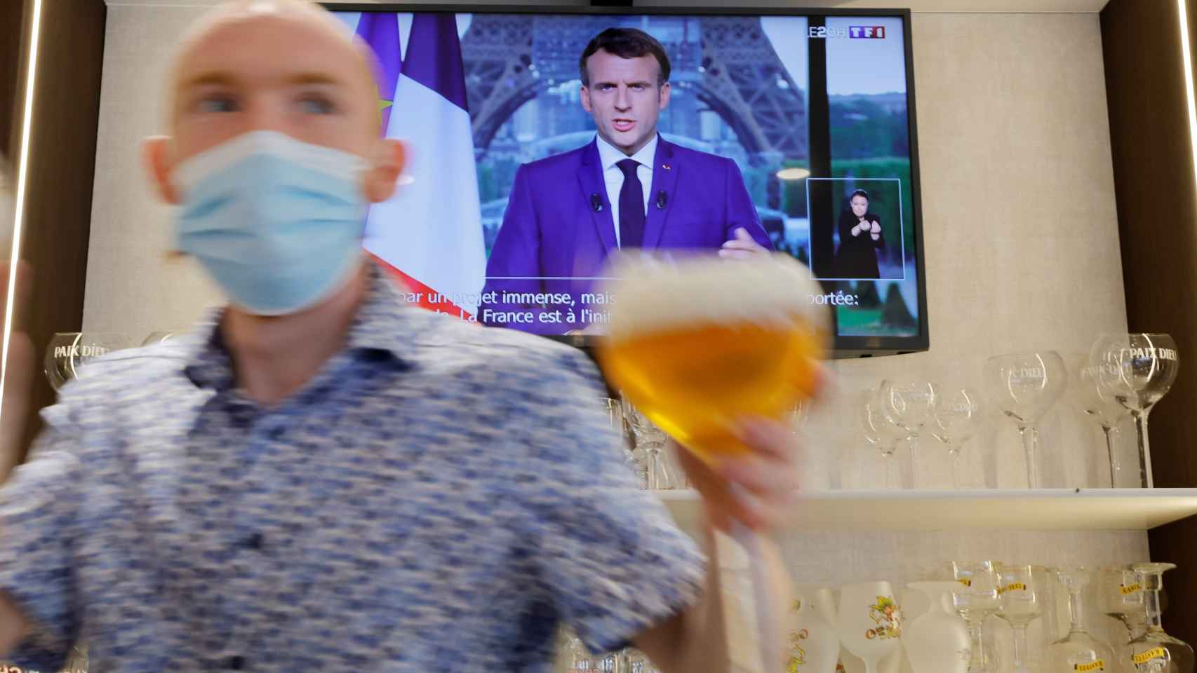 El presidente de Francia, Emmanuel Macron, durante su alocución este miércoles.