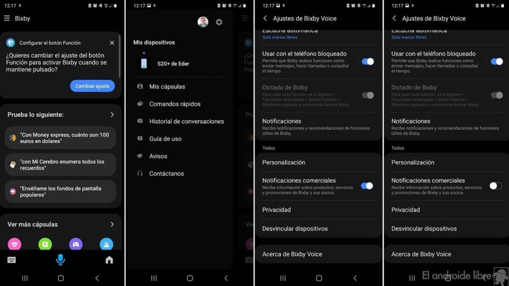 Bixby Samsung notificaciones comerciales