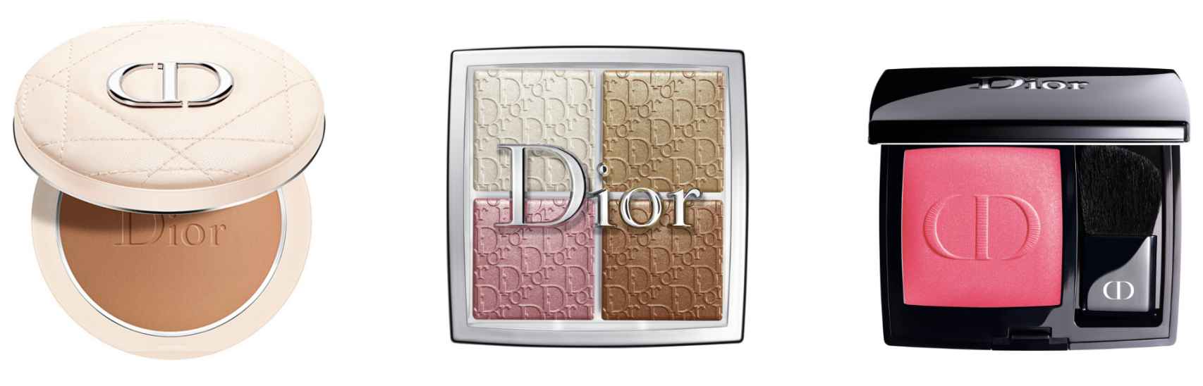 Polvos, iluminador y colorete de Dior.