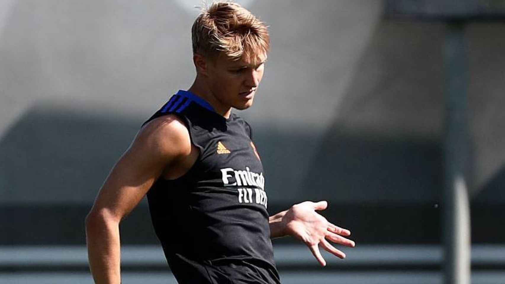 Martin Odegaard, en un entrenamiento del Real Madrid