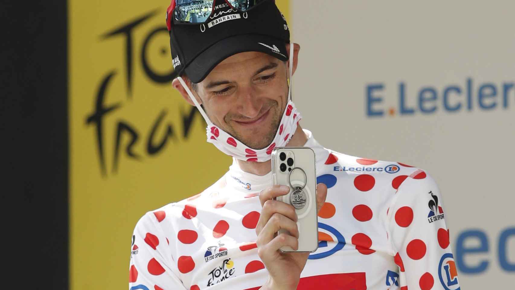 Wouter Poels con el maillot de lunares del Tour de Francia
